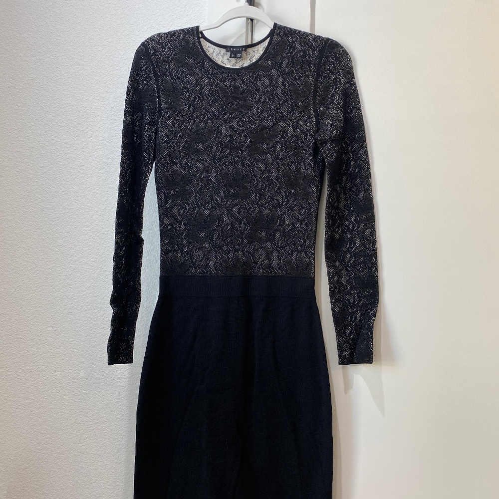 Theory Bodycon Black Dress Size Small